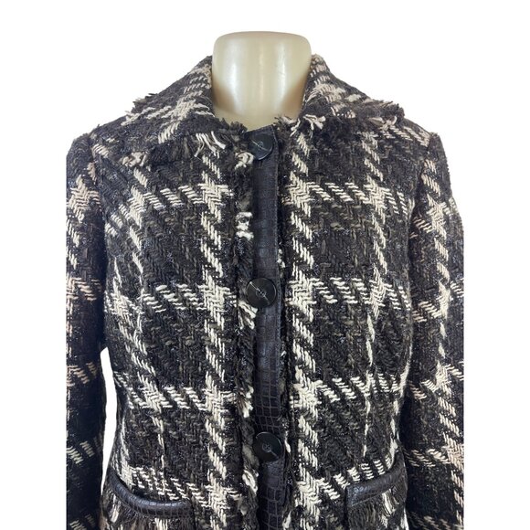 Chico’s Women’s Black & White Plaid Button-Up Jacket Blazer Size 1 - New - Picture 5 of 9